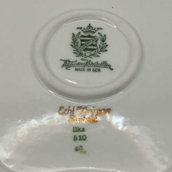 Echt Weimar Kobalt Germany porcelain blue 9 inch gold embellished serving dish - Picture 6 of 11